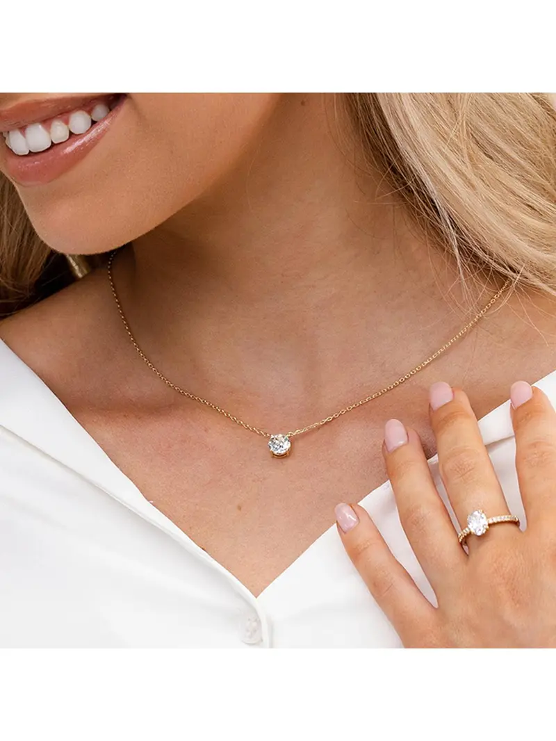 1.5-Carat Cubic Zirconia Solitaire Pendant Necklace