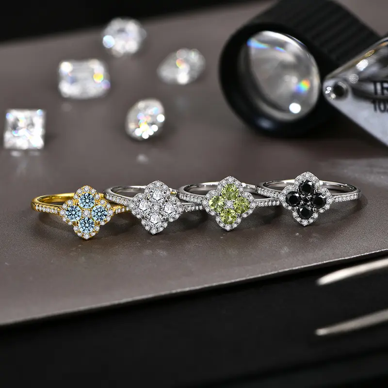1.3-Carat Moissanite Four-Leaf Clover Ring