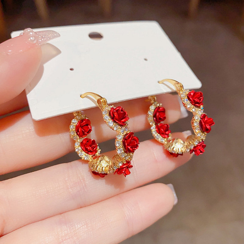 Rose crystal earrings