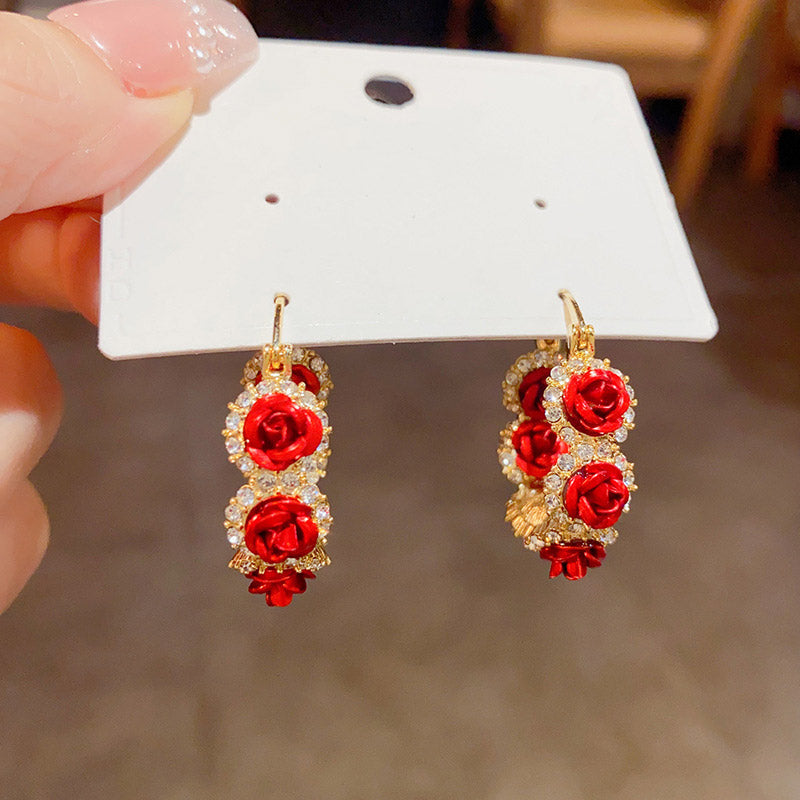 Rose crystal earrings