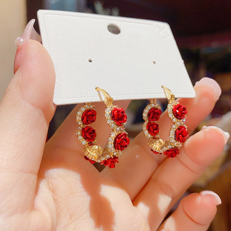 Rose crystal earrings