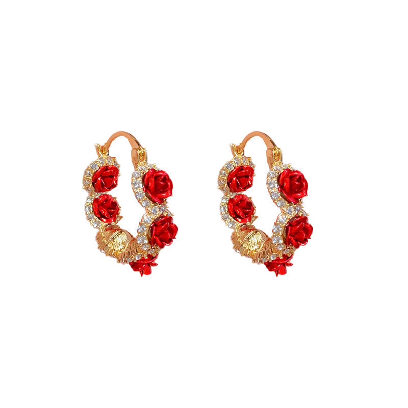 Rose crystal earrings
