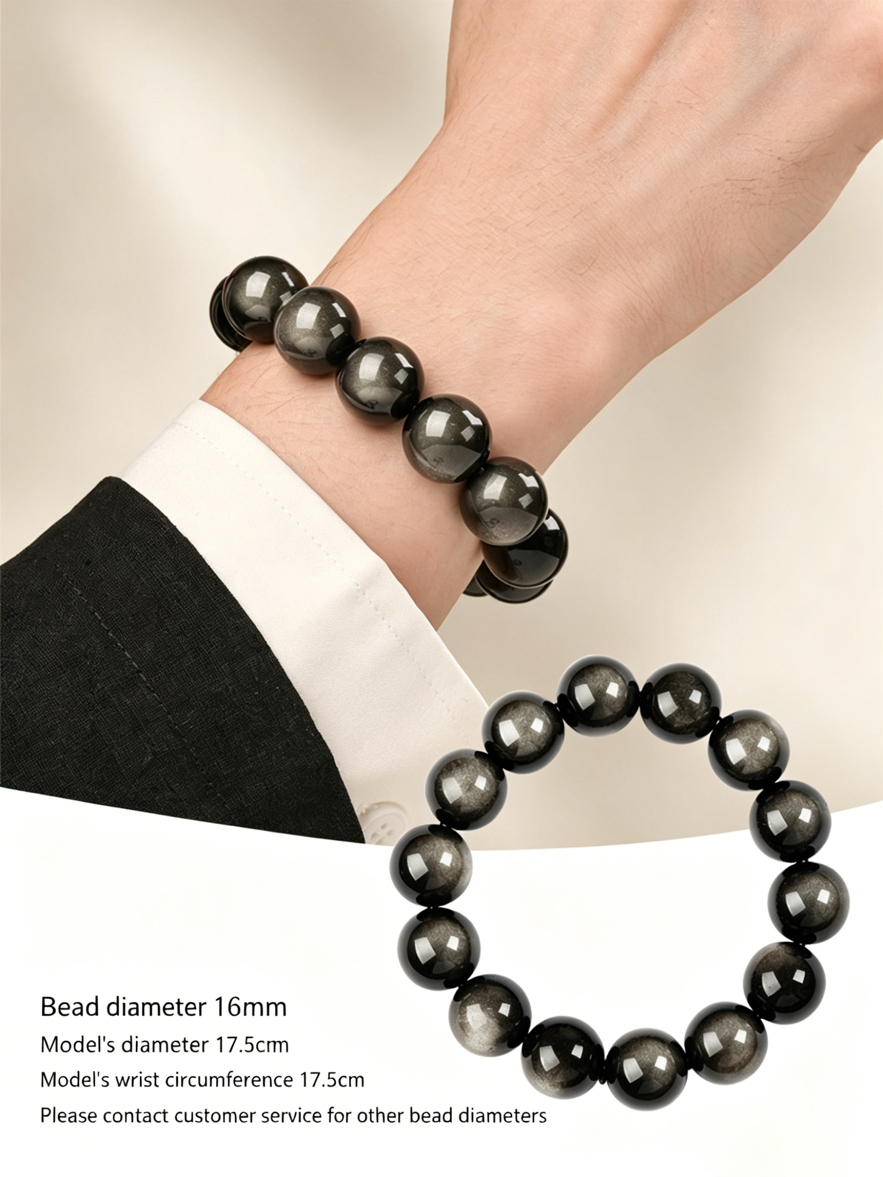 Natural obsidian bracelet