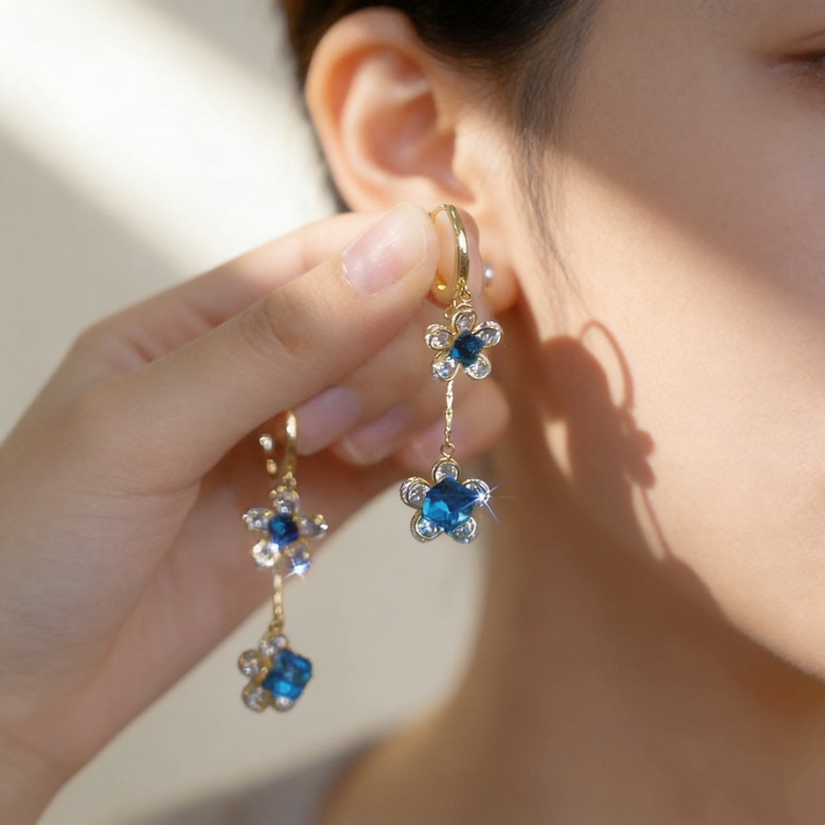 Sapphire Floral Earrings