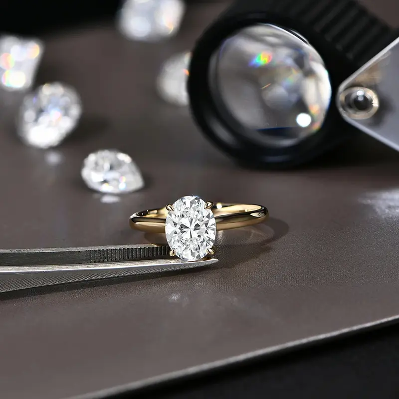 Oval-cut moissanite ring