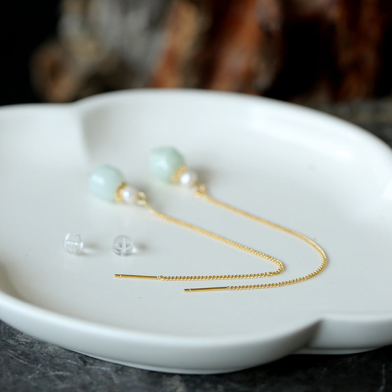 Emerald lotus earring
