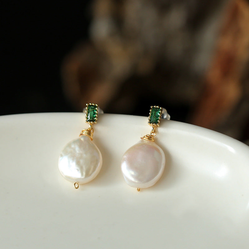 Natural Flat Freshwater Pearl Earrings