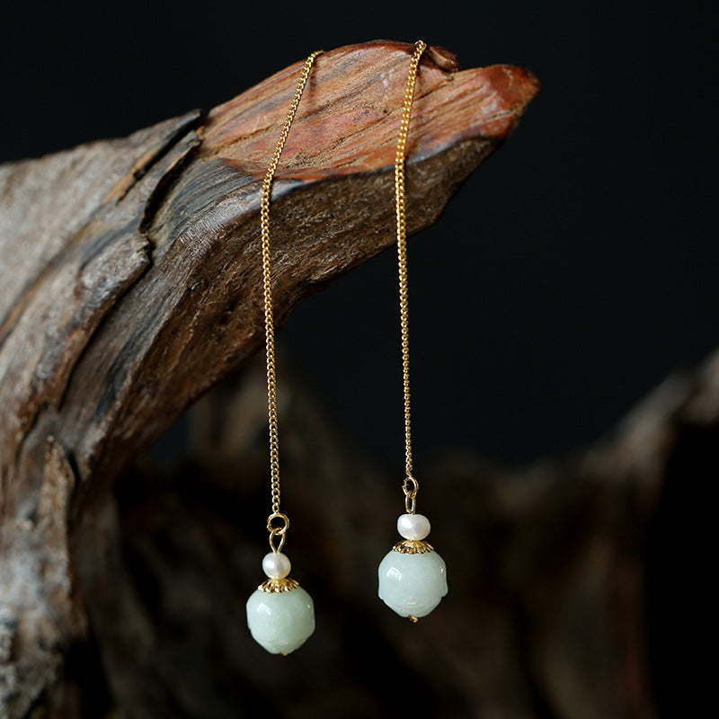 Emerald lotus earring