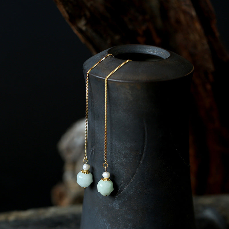 Emerald lotus earring