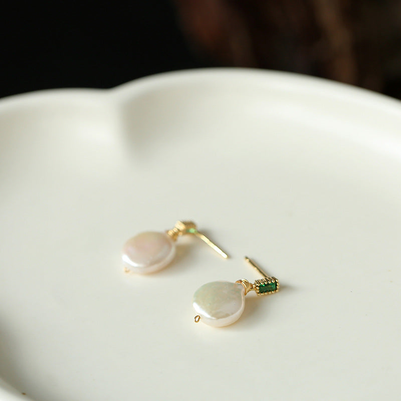 Natural Flat Freshwater Pearl Earrings