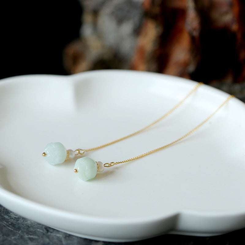 Emerald lotus earring
