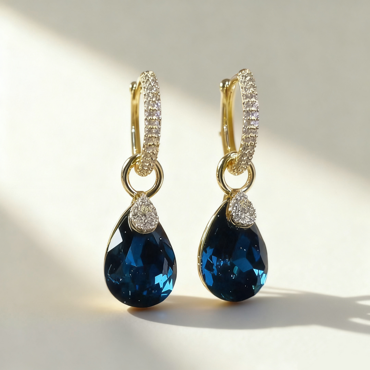 Teardrop Blue Sapphire Earrings