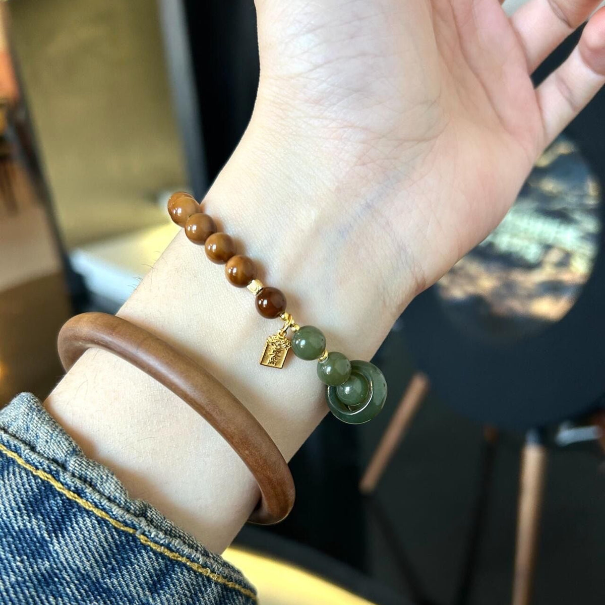 Natural Hetian Jade & Bodhi Seed Bracelet