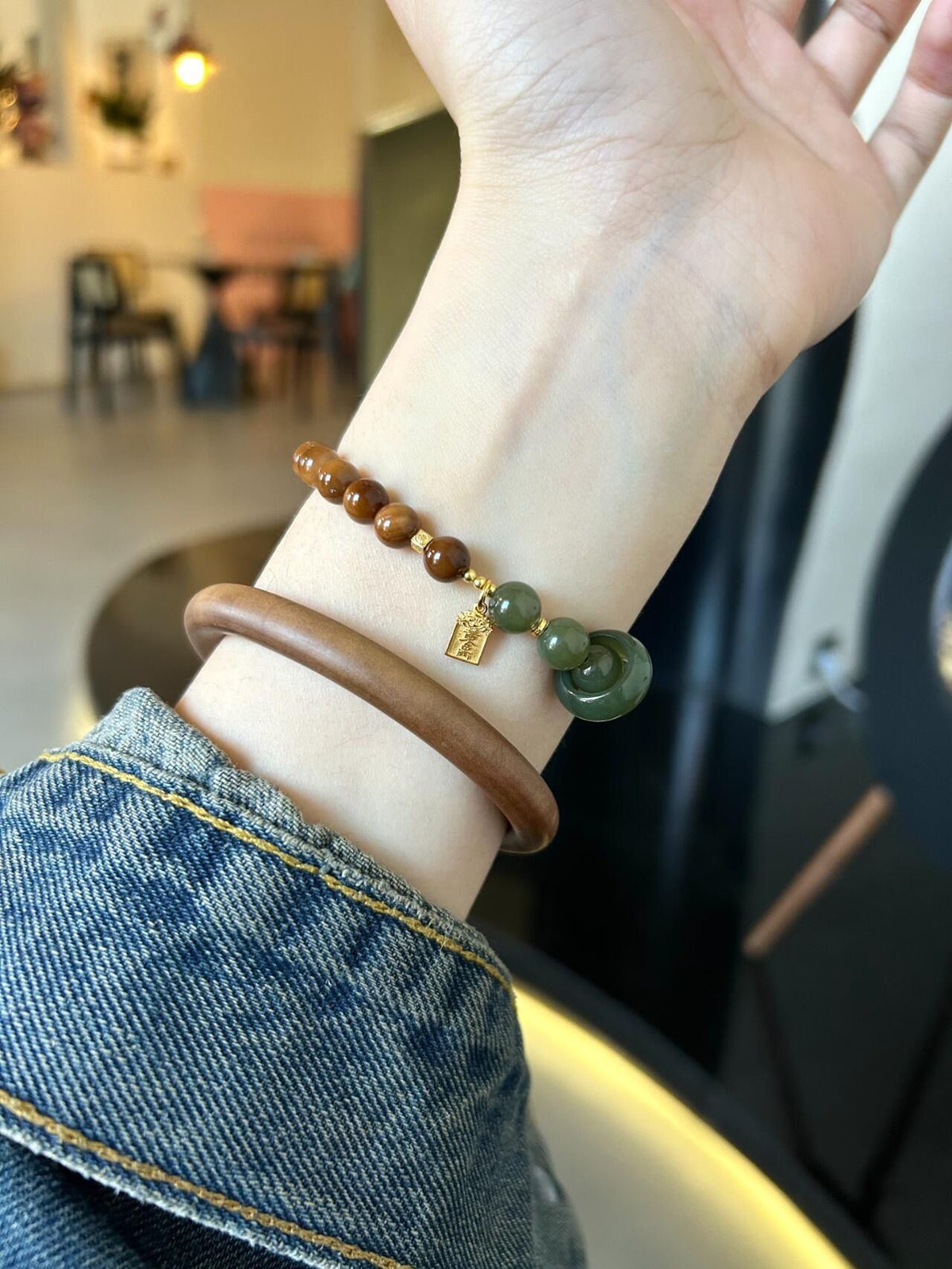 Natural Hetian Jade & Bodhi Seed Bracelet