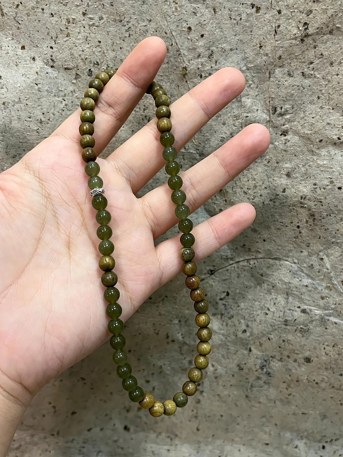 Healing- Green Sandalwood & Natural Hetian Jade Bracelet