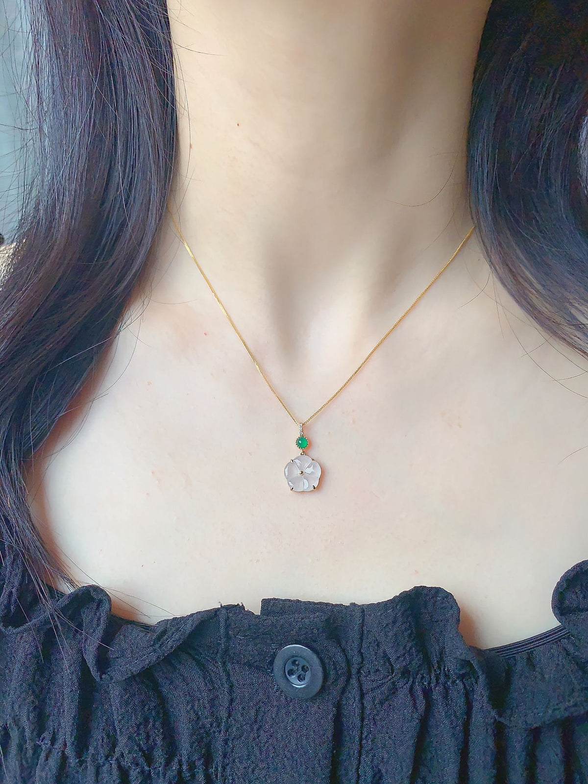 Four‑Leaf Clover Hetian Jade Necklace