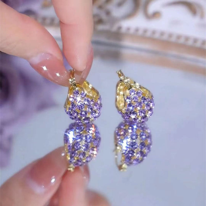 Violet natural crystal earrings