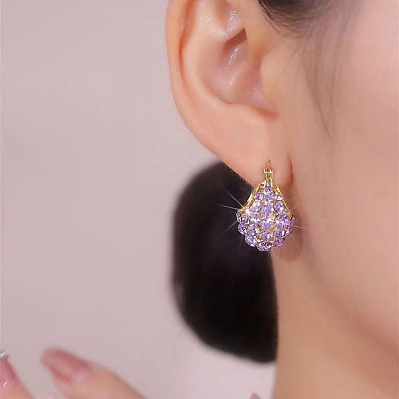 Violet natural crystal earrings
