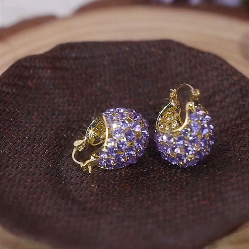 Violet natural crystal earrings