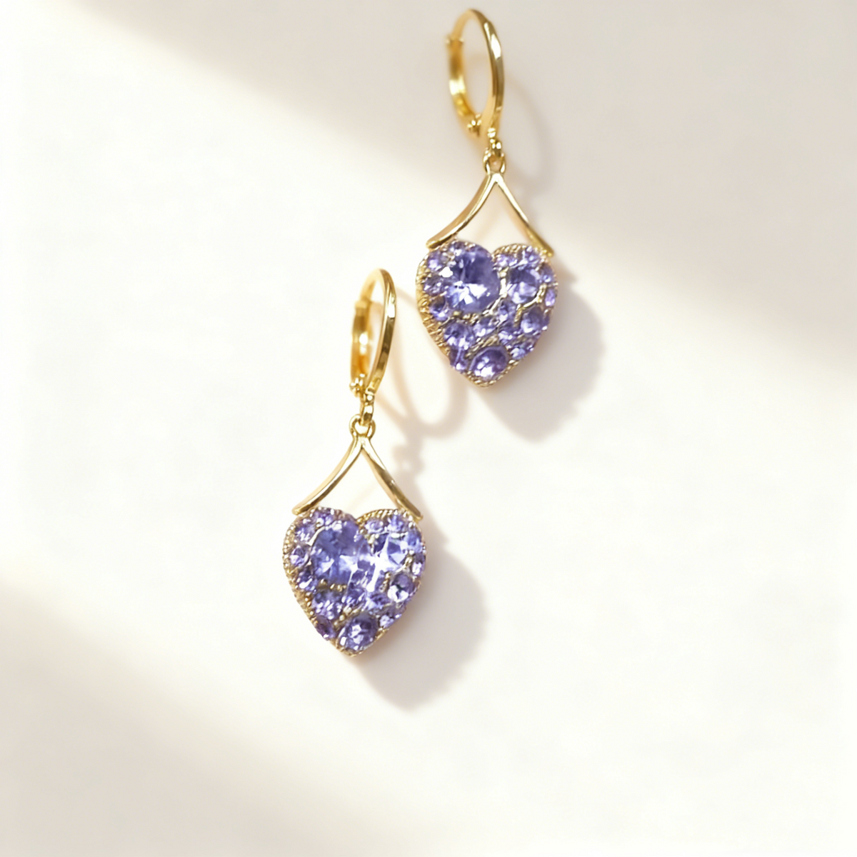 Amethyst Heart Earrings