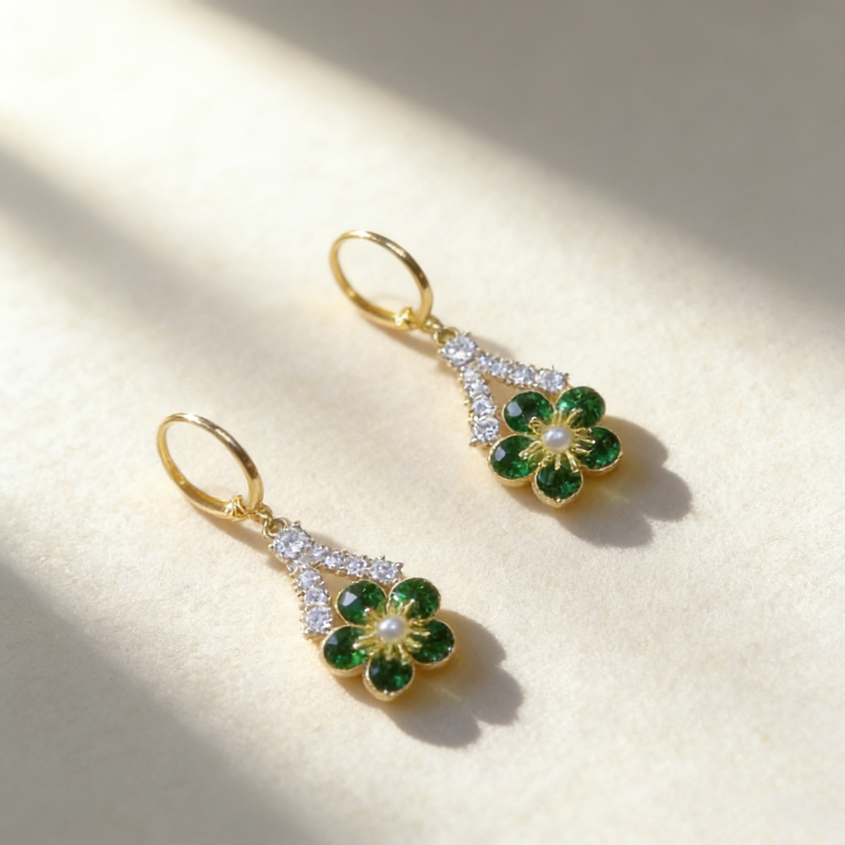 Christmas Green Flower Earrings