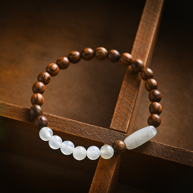 Sandalwood wood & Emerald Jade Stone Bracelet