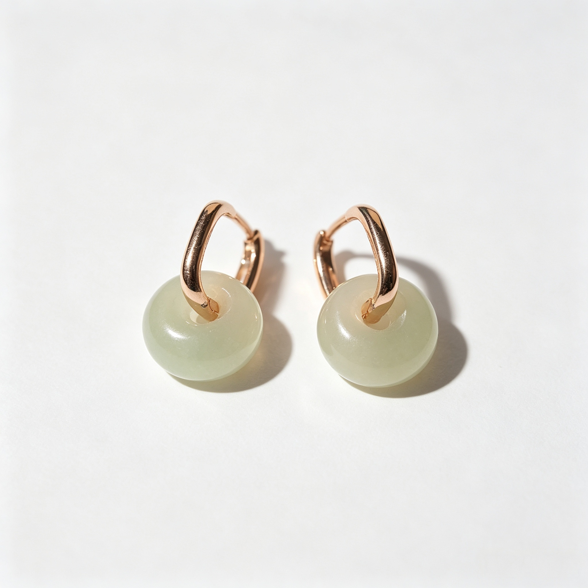 「Peace Circle」Natural Hetian Jade Earrings