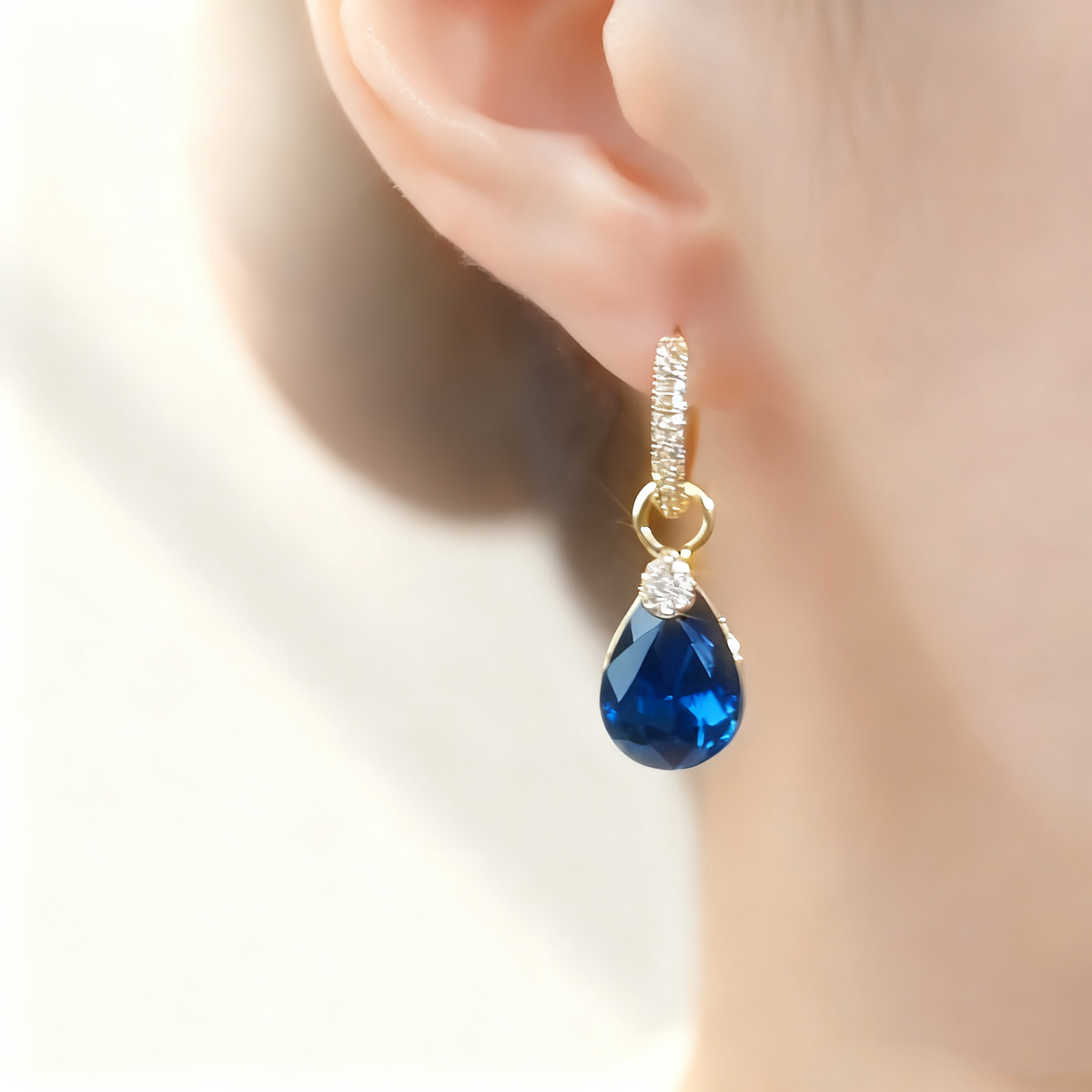 Teardrop Blue Sapphire Earrings
