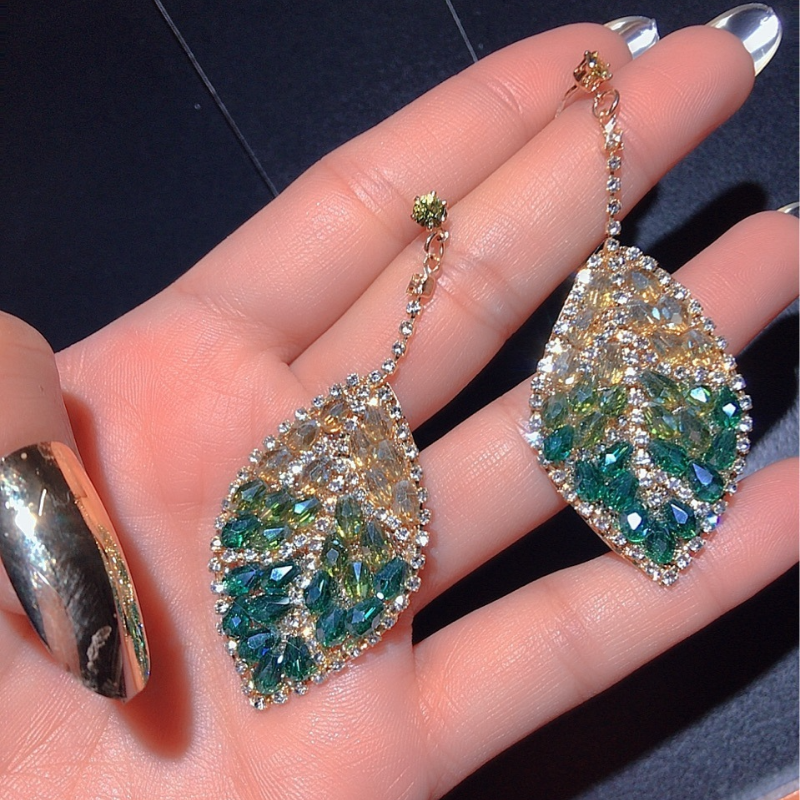 Crystal leaf earrings