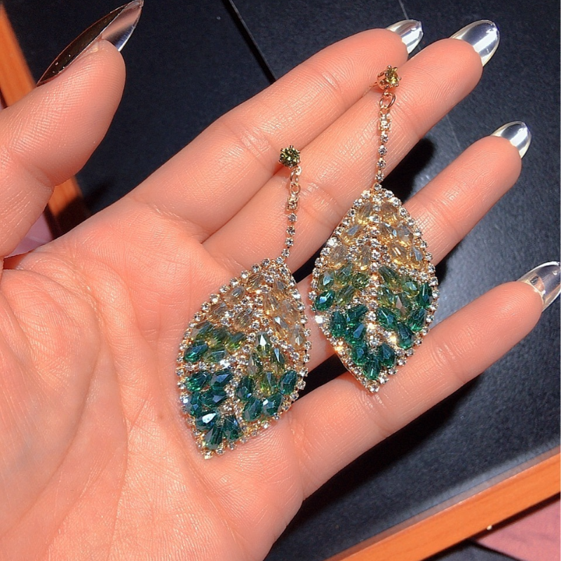 Crystal leaf earrings