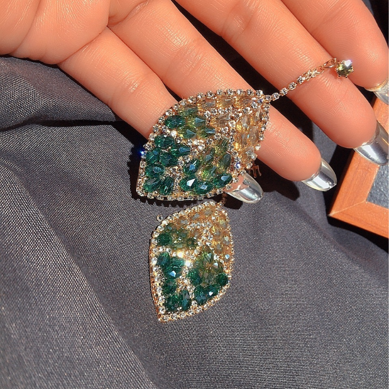 Crystal leaf earrings