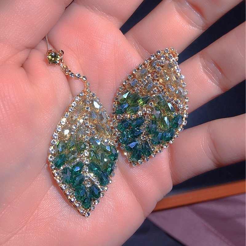 Crystal leaf earrings