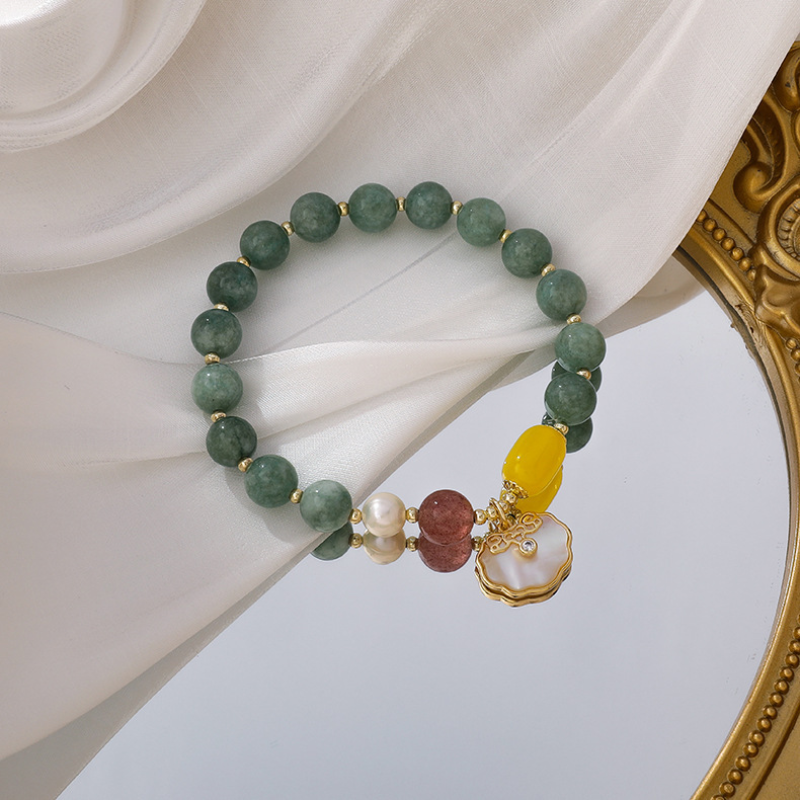 Shell ? Agate Pumpkin Bead Bracelet