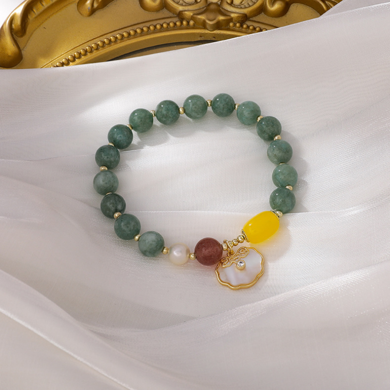 Shell ? Agate Pumpkin Bead Bracelet