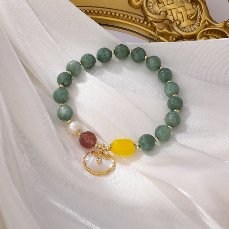 Shell ? Agate Pumpkin Bead Bracelet