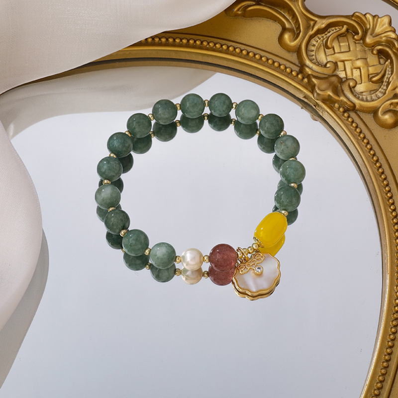 Shell ? Agate Pumpkin Bead Bracelet