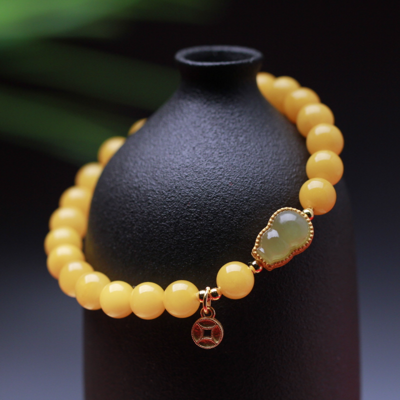 Lucky Gourd Amber Jade Jade Bracelet