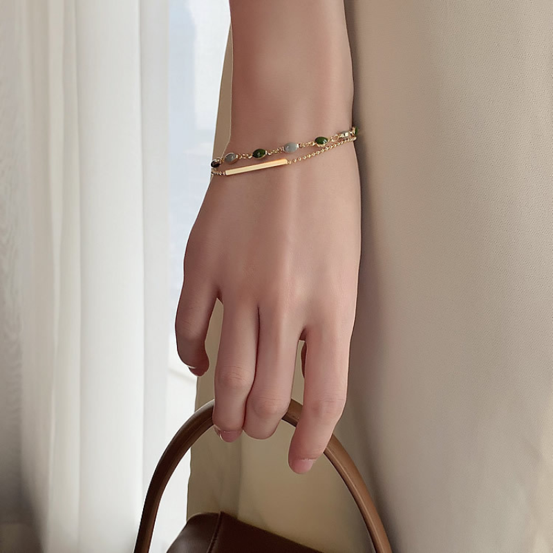 Duet •  Emerald Jade stone bracelet