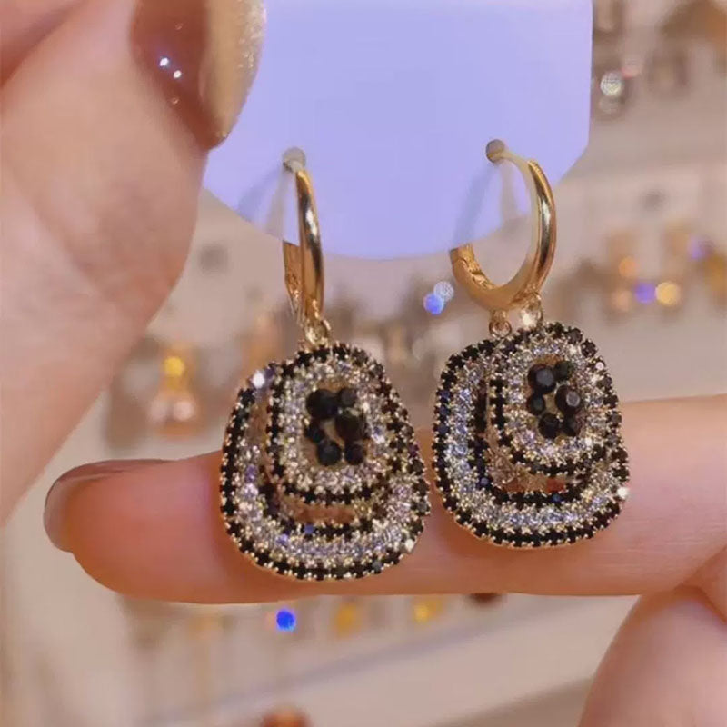 Houndstooth double-layer earrings
