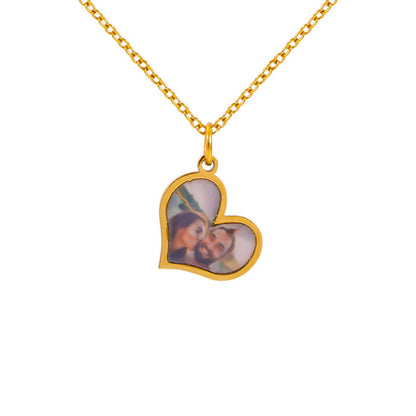 Necklace with personalized photo and rose
