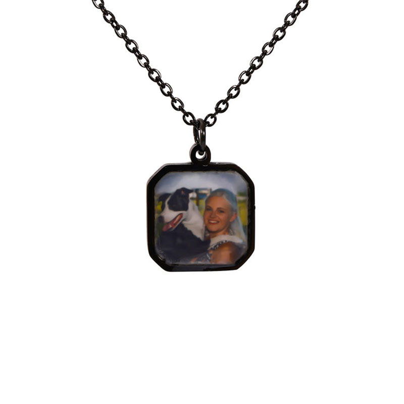 Necklace with personalized photo and rose