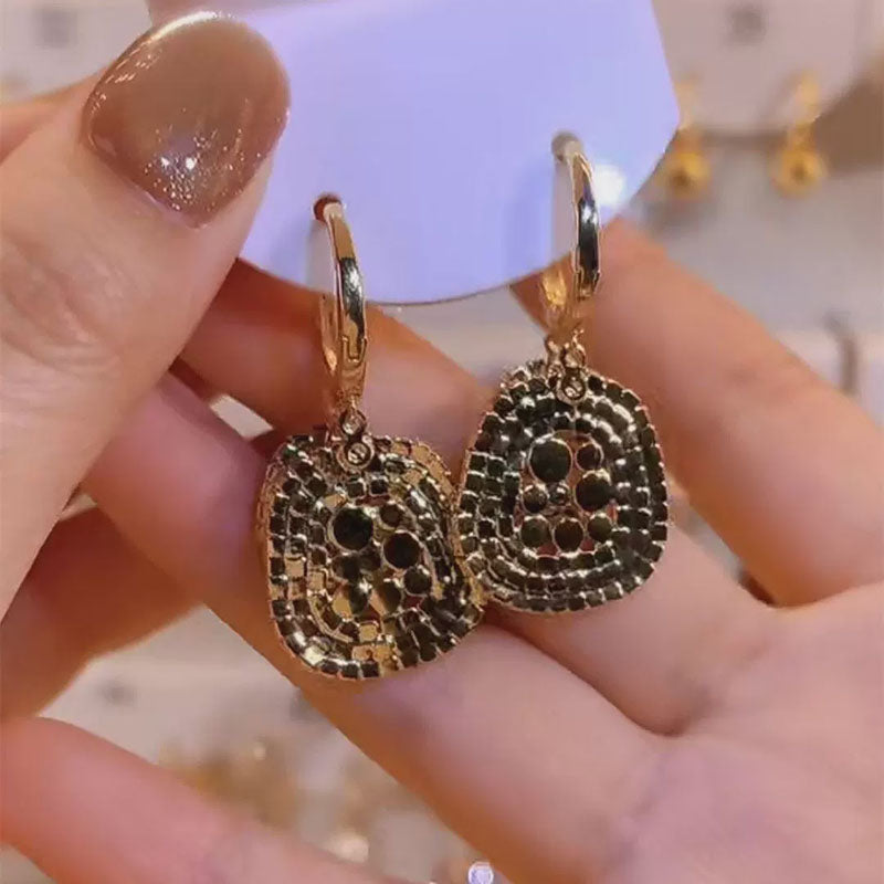 Houndstooth double-layer earrings