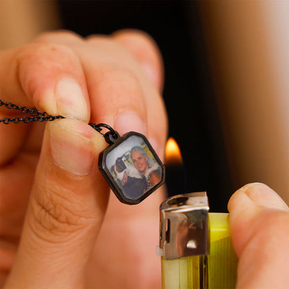 Necklace with personalized photo and rose
