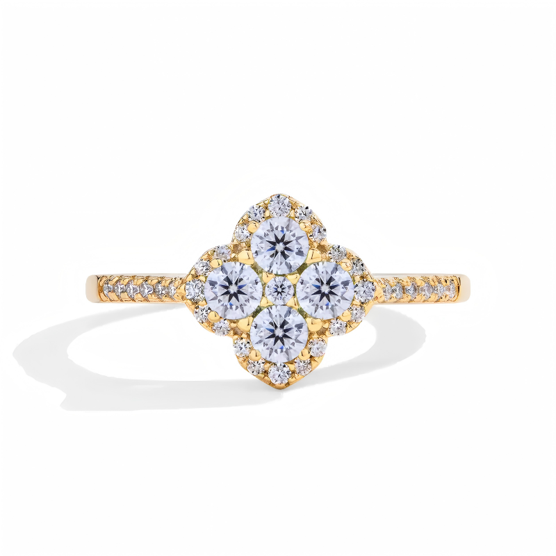 1.3-Carat Moissanite Four-Leaf Clover Ring