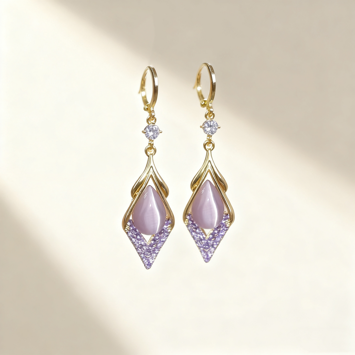 Amethyst Rhombus Earrings
