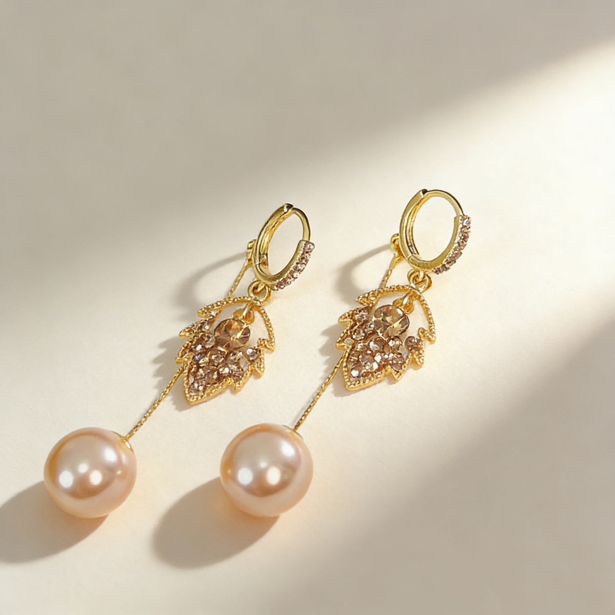 Leaf Tassel Pearl Earrings