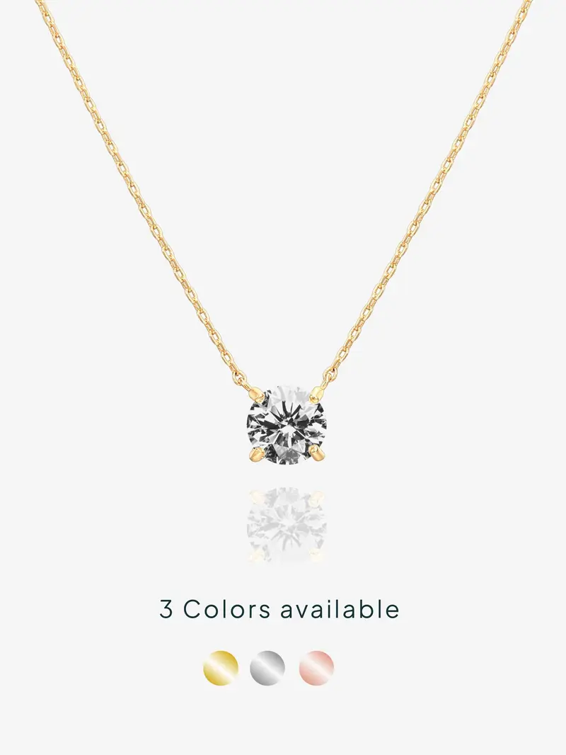 1.5-Carat Cubic Zirconia Solitaire Pendant Necklace