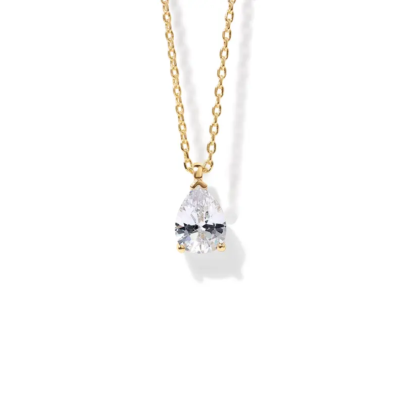 14K Gold Plated Cubic Zirconia Pendant Necklace