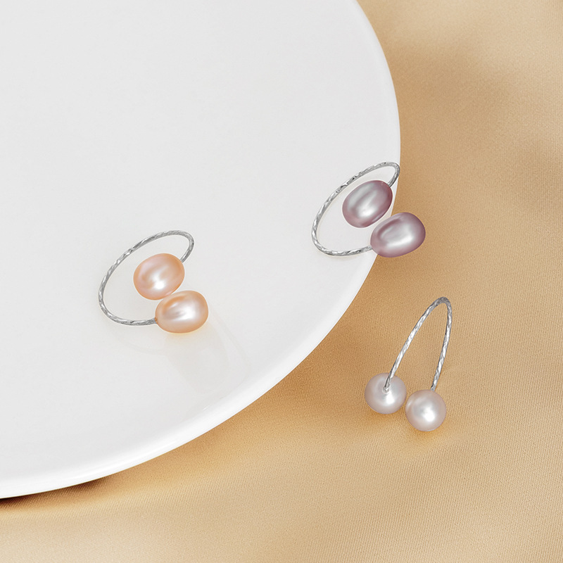 「Dew Pair」S925 Silver Freshwater Pearl Ring