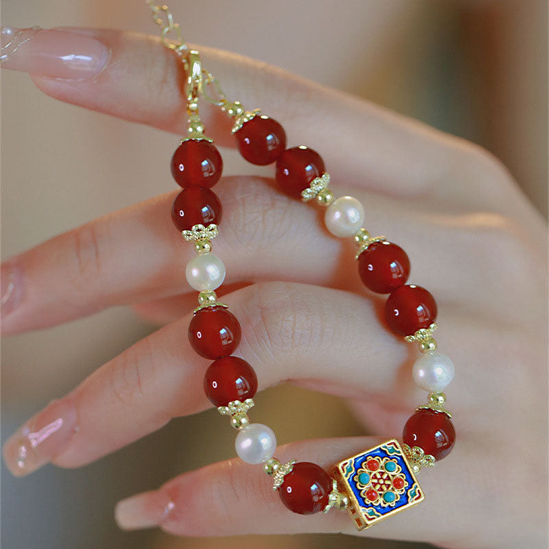 Love and Hope•Natural Red Agate Bracelet